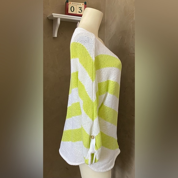 Chico's Sweater Mitered Stripe Quinley Pullover Women’s Size 1/M. - Picture 6 of 12